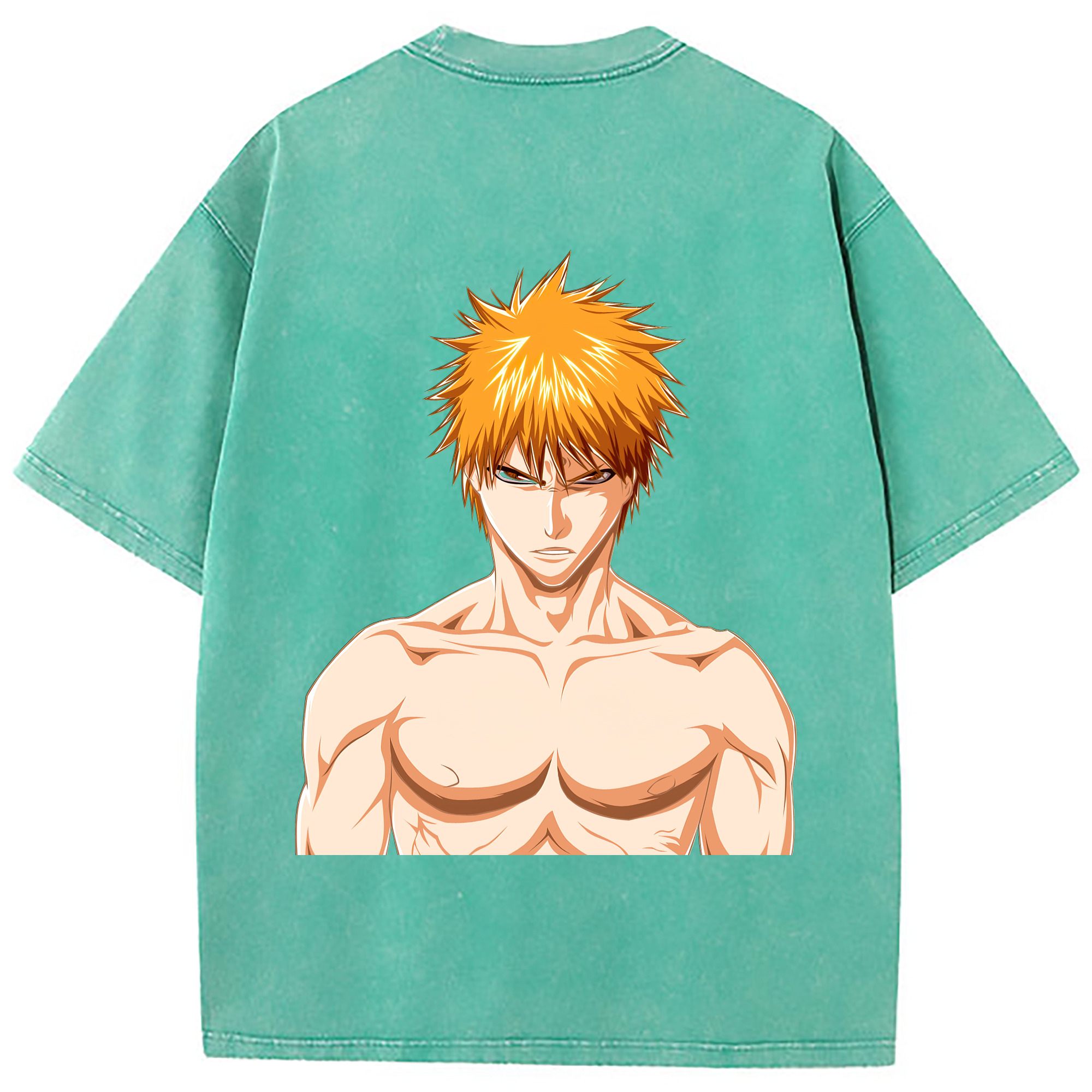 （画像用） ブリーチ 黒崎一護（くろさき いちご）BLEACH Kurosaki Ichigo 綿100% ヴィンテージ風 半袖Tシャツ（背面プリント）